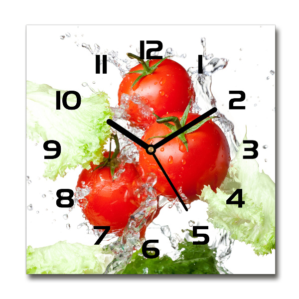 Vierkante glas klok Tomaten en sla