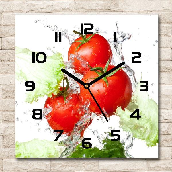 Vierkante glas klok Tomaten en sla