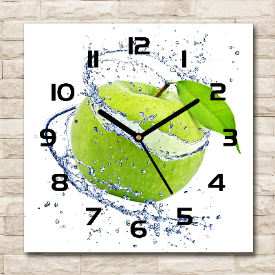 Vierkante glas klok Groene appel