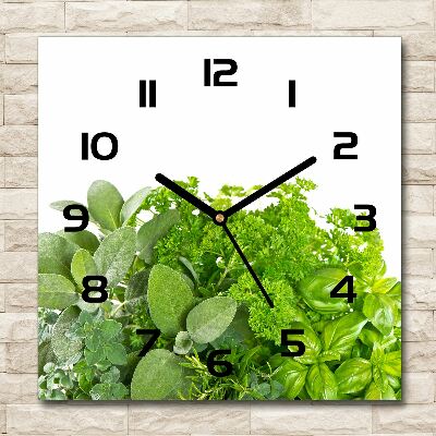 Vierkante glazen klok Kruiden