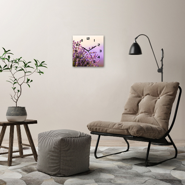 Vierkante glas klok Lavendel