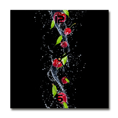 Vierkante glas klok Kersen