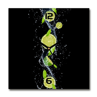 Vierkante glazen klok Limoenen en water