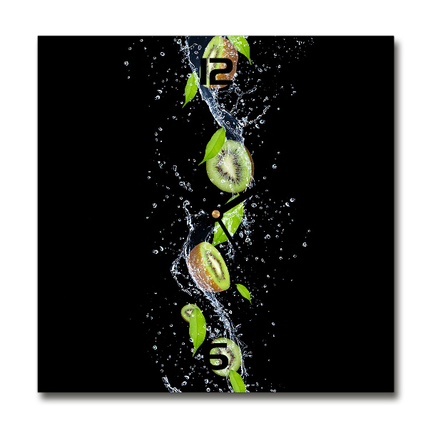 Vierkante glazen wandklok Kiwi en water