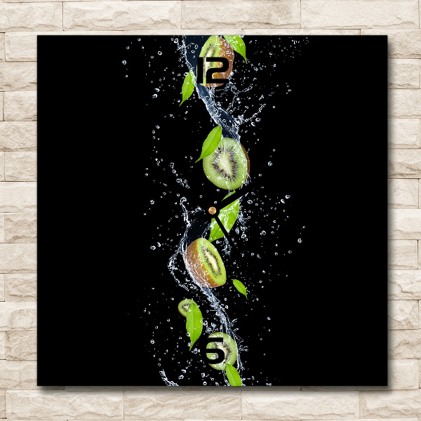 Vierkante glazen wandklok Kiwi en water