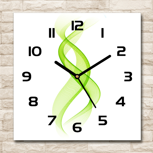 Vierkante glazen wandklok Kleurrijke golven