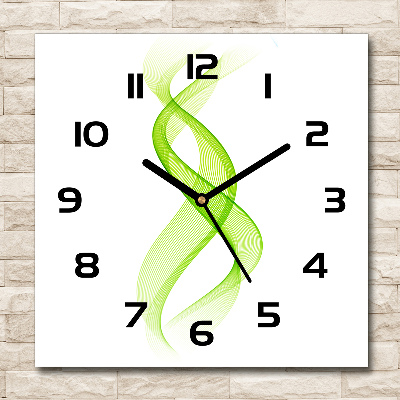 Vierkante glazen wandklok Kleurrijke golven