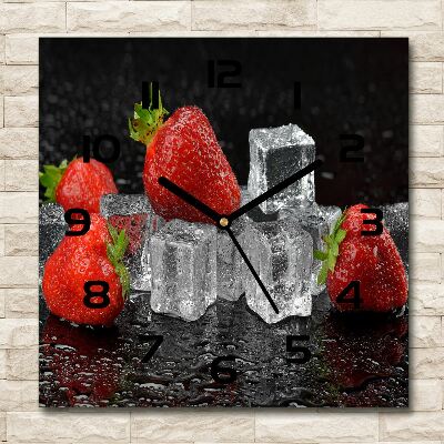 Vierkante glas klok Aardbeien met ijs