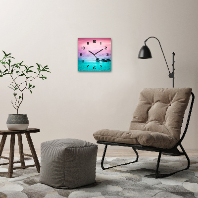 Vierkante glazen wandklok Bungalows boven het water