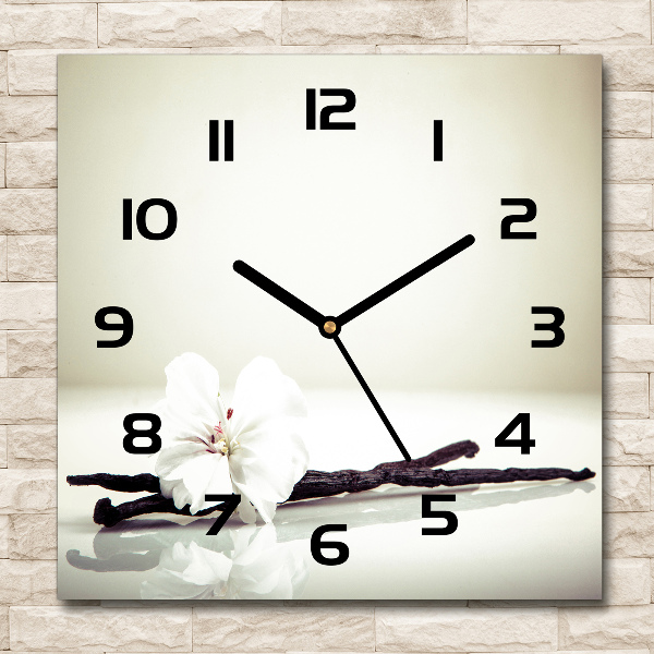 Vierkante glazen wandklok Vanillestokje