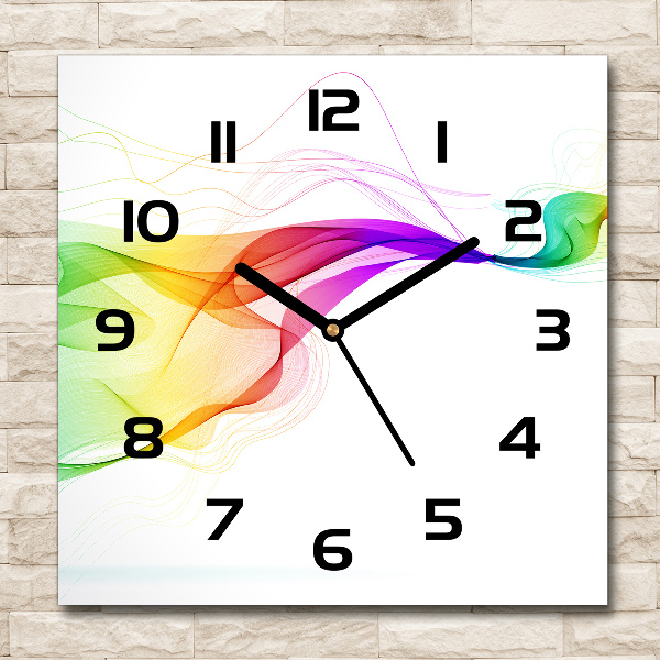 Vierkante glas klok Kleurrijke abstractie