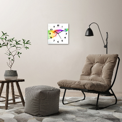 Vierkante glas klok Kleurrijke abstractie