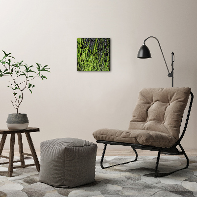 Vierkante glazen wandklok Boomschors