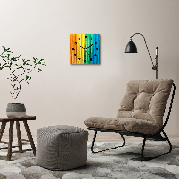 Vierkante glazen klok Kleurrijke strepen