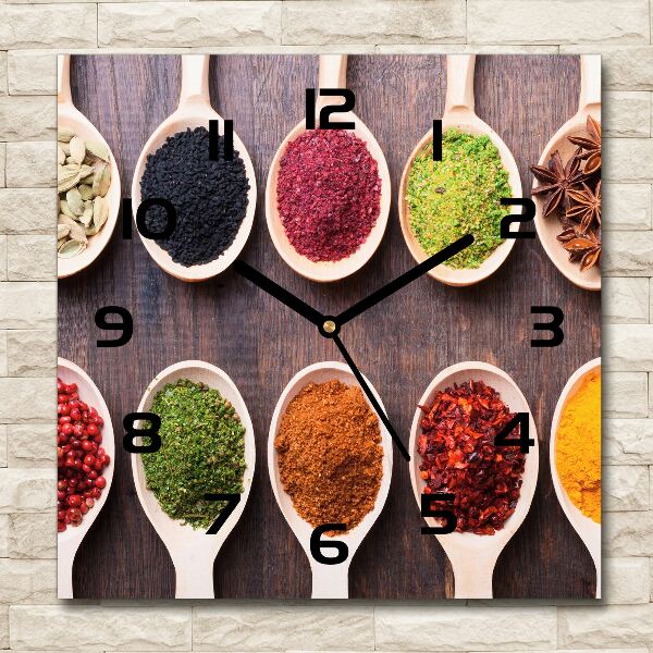 Vierkante glazen klok Kleurrijke kruiden