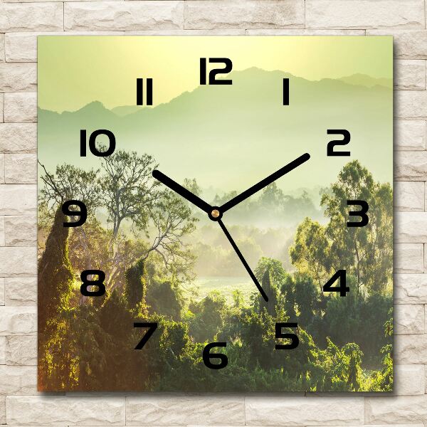 Vierkante glazen klok jungle