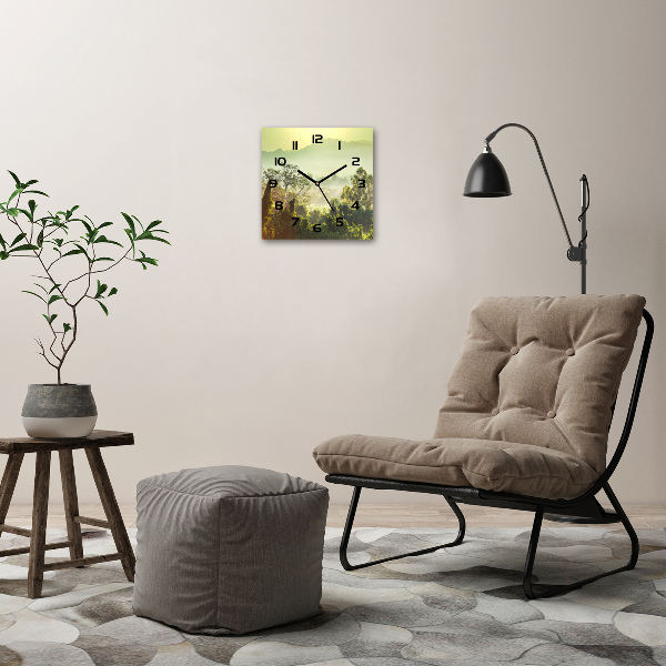 Vierkante glazen klok jungle