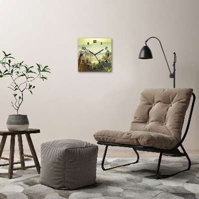 Vierkante glazen klok jungle