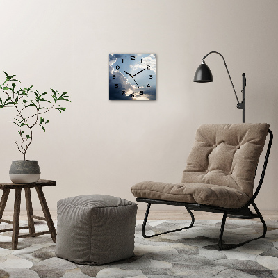 Vierkante glazen wandklok Wolken aan de hemel