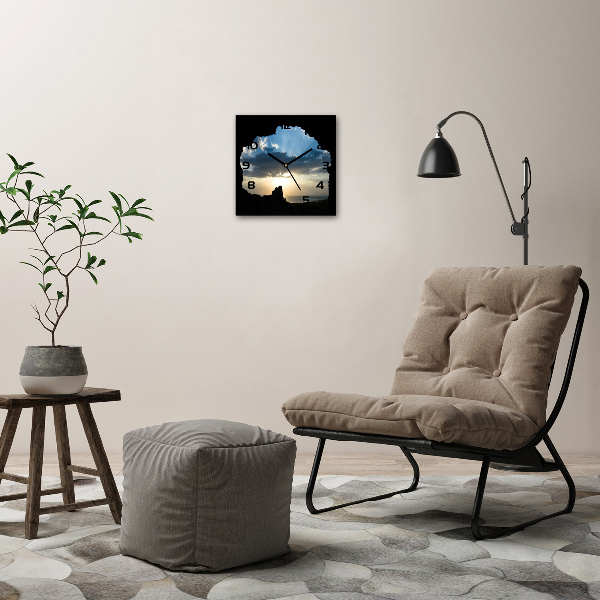 Vierkante glazen klok Zonsondergang