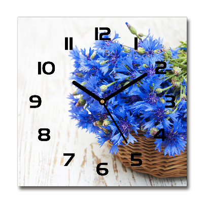 Vierkante glas klok Korenbloemen in een mand