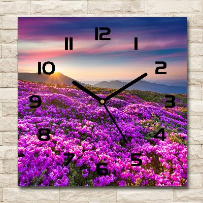 Vierkante glazen klok Bloemen in de bergen