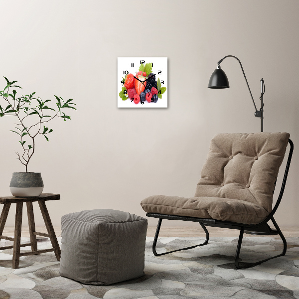 Vierkante glazen klok Bosvruchten