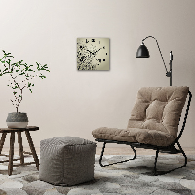 Vierkante glazen wandklok Kraaien in een boom