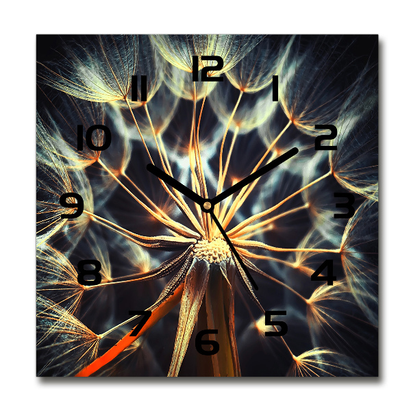 Vierkante glazen wandklok Paardenbloemen