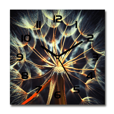 Vierkante glazen wandklok Paardenbloemen