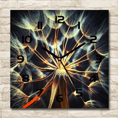 Vierkante glazen wandklok Paardenbloemen