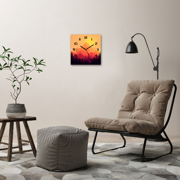 Vierkante glas klok Berglandschap