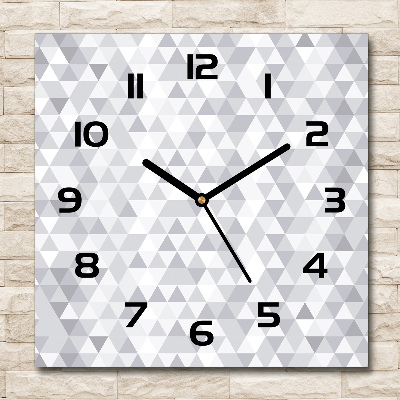 Vierkante glazen klok Grijze driehoeken