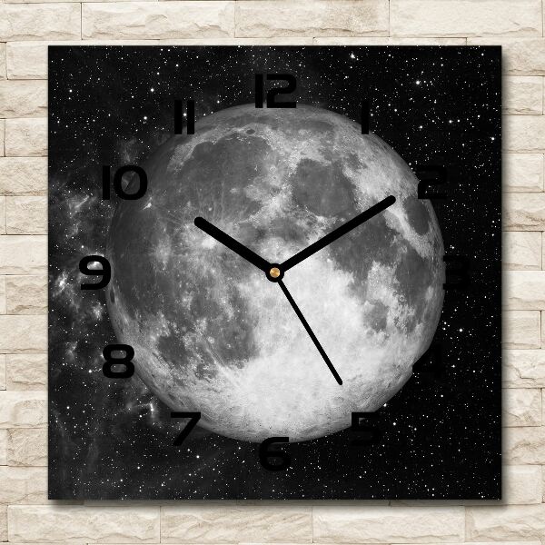 Vierkante glazen klok Maan