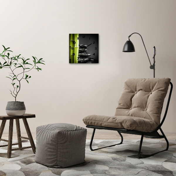 Vierkante glas klok Bamboe