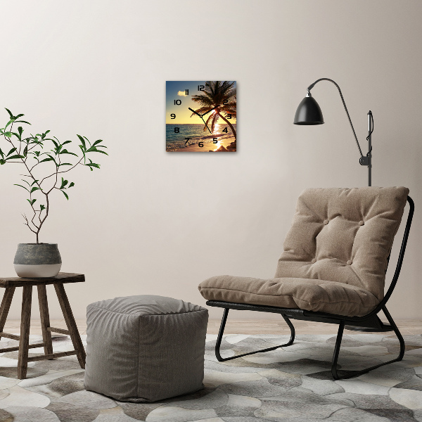 Vierkante glazen klok Tropisch strand
