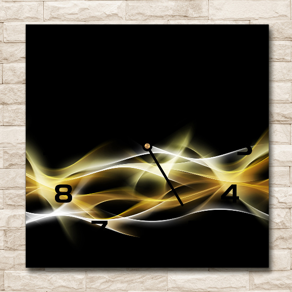 Vierkante glazen wandklok Abstractie van licht