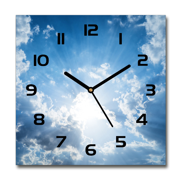 Vierkante glazen klok Wolken aan de hemel