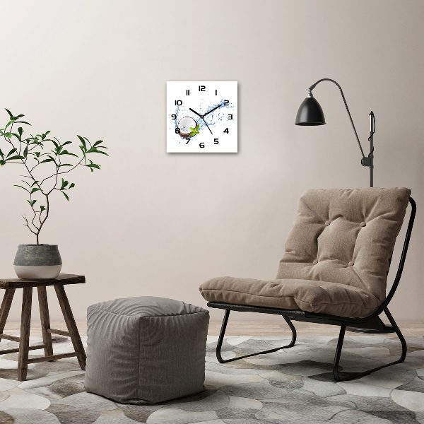 Vierkante glas klok Kokosnoot en water