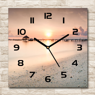 Vierkante glas klok Strand van de Malediven