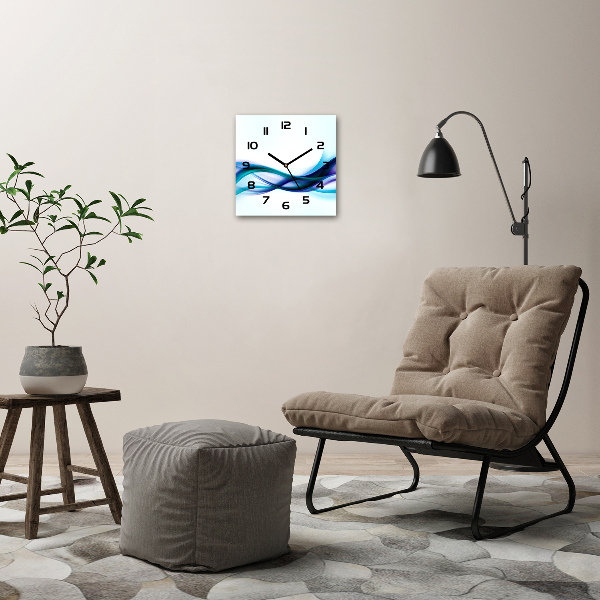 Vierkante glas klok Abstracte golven