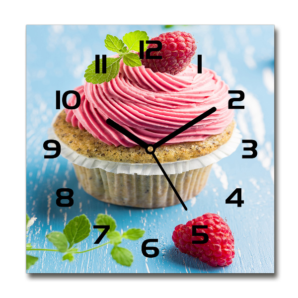 Vierkante glas klok Frambozen cupcake