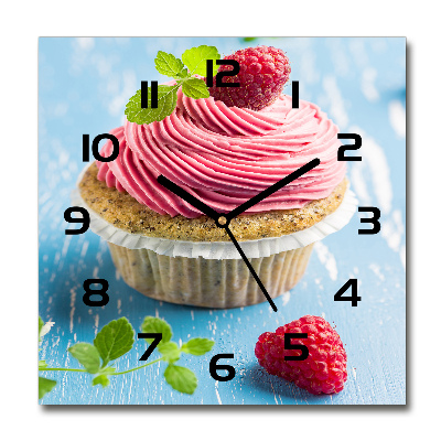 Vierkante glas klok Frambozen cupcake