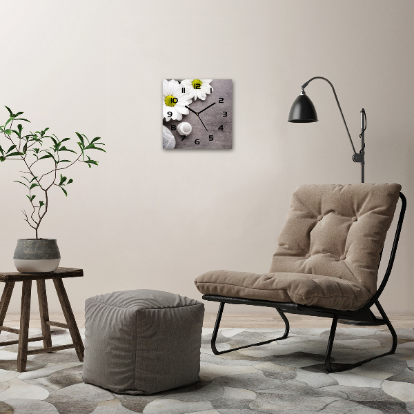 Vierkante glas klok Gerbera