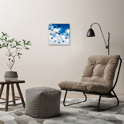 Vierkante glazen wandklok Wolken aan de hemel