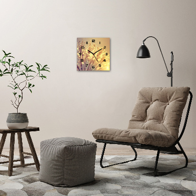 Vierkante glazen klok Paardenbloemzaden