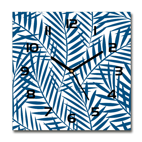 Vierkante glas klok Palmbladeren