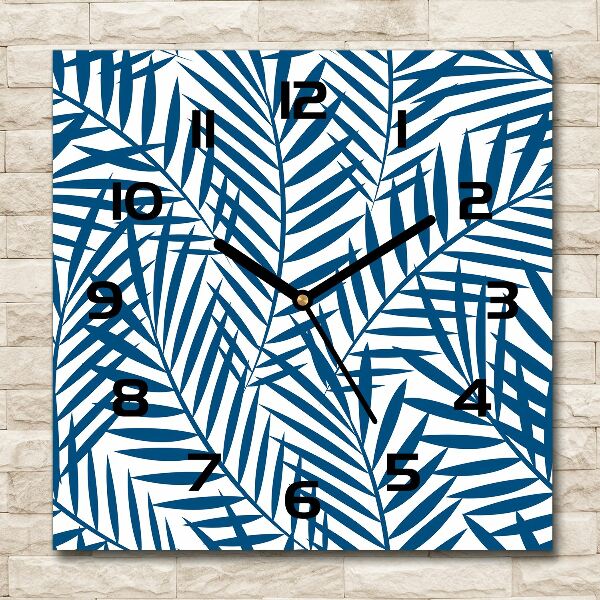 Vierkante glas klok Palmbladeren