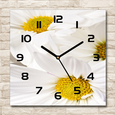 Vierkante glas klok Madeliefjes