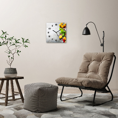 Vierkante glazen wandklok Groenten